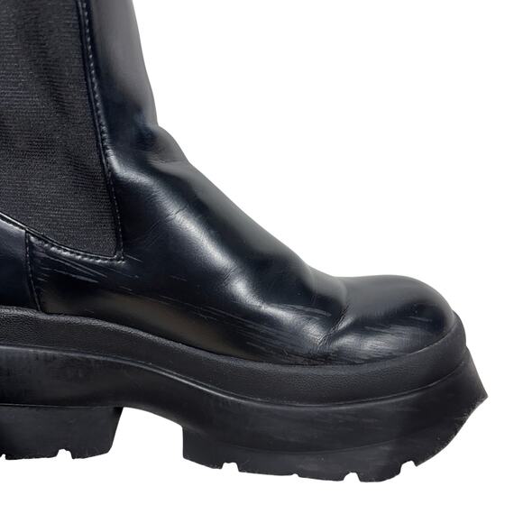 ZARA Platform Lug Sole Chelsea Boots Black Stretch Ankle Boot Size EUR 36 - Picture 6 of 12